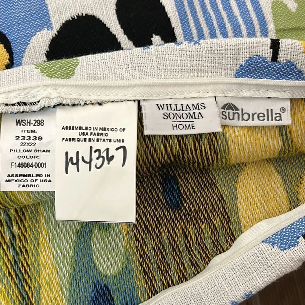 Williams Sonoma Outdoor Sunbrella Sofia Ikat pillow cover